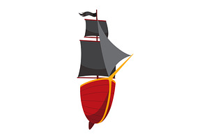 Stylized cartoon pirate ship, a Transportation Illustration by the8monkey