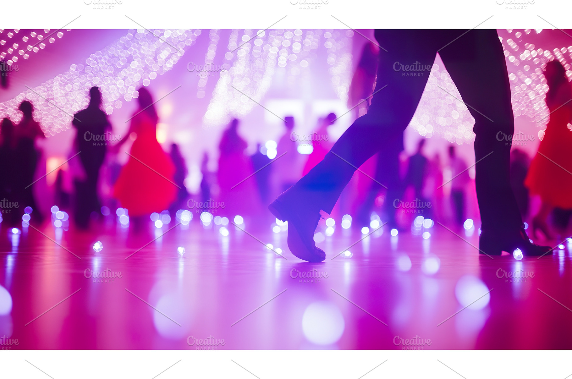 Dancing People in a Glowing Ballroom, an Architecture Photo by Lermont51