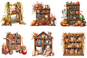 Watercolor Autumn Bookshelf Clipart, a Seasonal Illustration by DreamArtGraphic (Thumbnail 4 of 4)