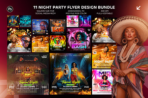 11 Night Party Flyer Design Bundle, a Graphic by Shajib Shikder