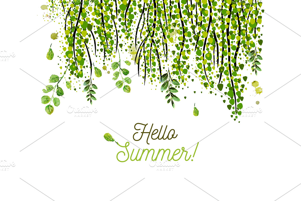 Hello summer. Green tree branches, an Object Illustration by Nenahliadava Design