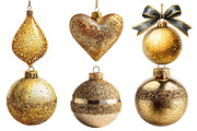Gold Glitter Christmas Ornaments, an Illustration by Designworld (Thumbnail 2 of 3)
