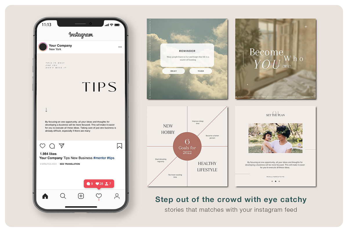 TAHOE Wellness Instagram Kit | CANVA, a Social Media Template by BlancaLab Studio (Photo 2 of 9)