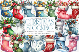 Christmas Stockings Clipart Bundle, an Illustration by SinaCreation