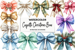 Coquette Christmas Bow Clipart, an Illustration by DreamArtGraphic