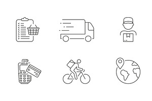 E-commerce and Delivery Line Icons, an Object Illustration by Gentle Studio