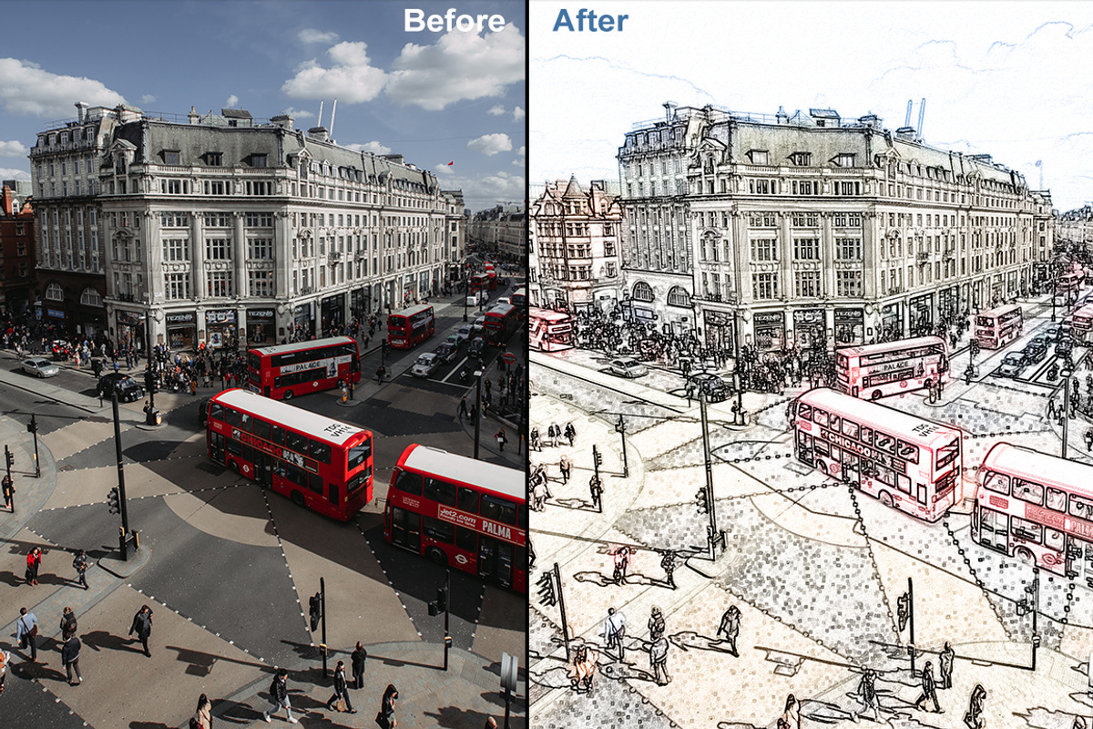 Architecture Art Sketch Photoshop Ac, an Action Add-On by designvillage (Photo 7 of 7)