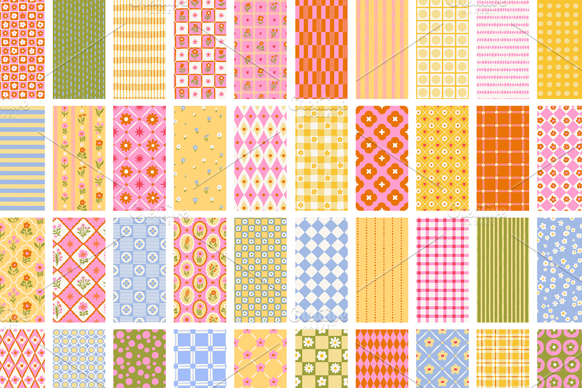 50 spring & summer seamless patterns, a Pattern Graphic by venimo