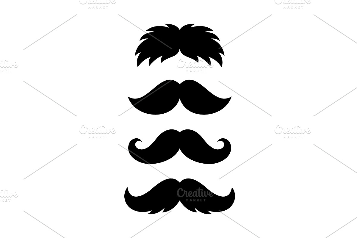Set of four playful moustache, an Object Illustration by GraphiShop