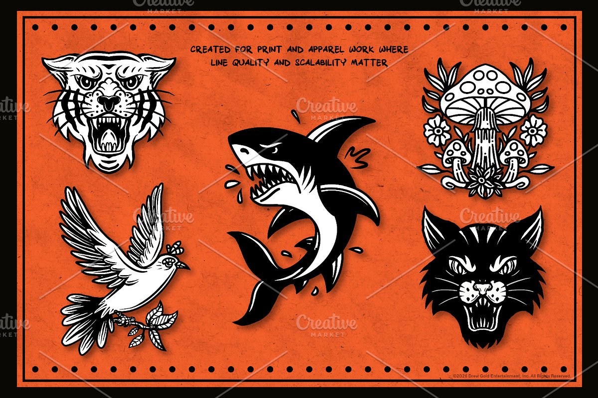 5 Classic Tee Hand-drawn Icons PT2, a Decorative Illustration by Fuzzy Poet by DG2 (Photo 2 of 3)