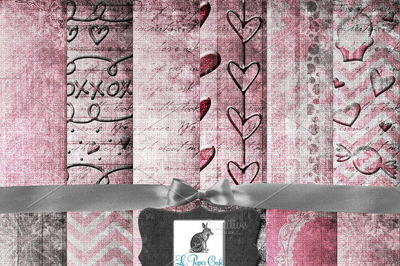 Shabby Pink Valentine Digital Paper preview 4