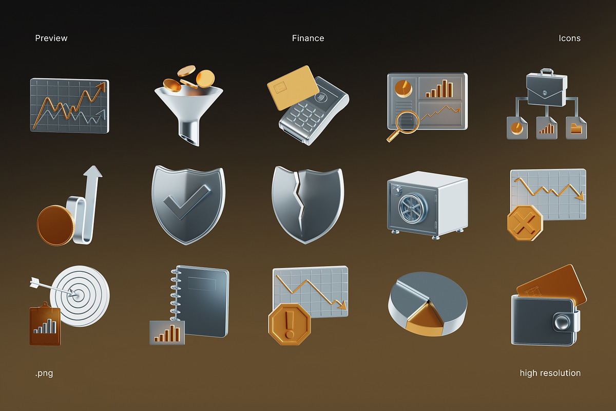 30 Finance & Investment 3D Icon Set, an Object 3D Model by Eklip Studio (Photo 2 of 3)