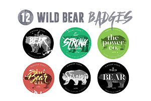 12 Wild Bear Badges