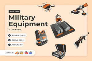 Military Equipment 3D Icon Pack, an Object Illustration by twinstd