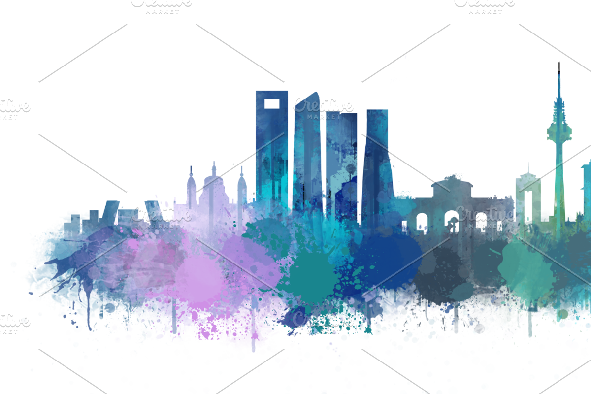 Madrid City Skyline V2 Large UHD 2m, an Illustration by HQPhoto Store