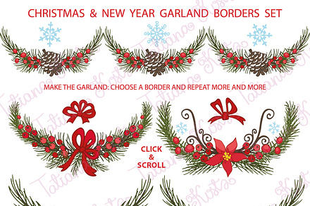 Christmas borders,garlands set