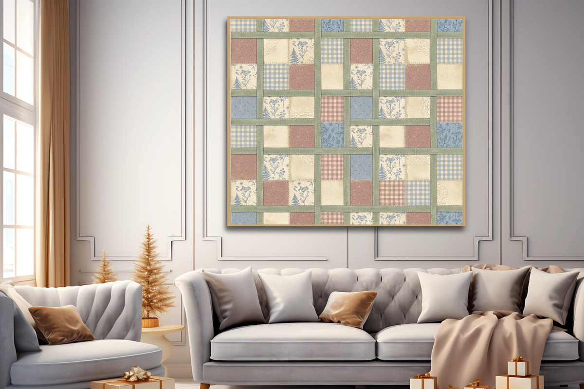 Vintage Cottage Quilt Digital Paper, a Pattern Graphic by LA Design (Photo 9 of 10)