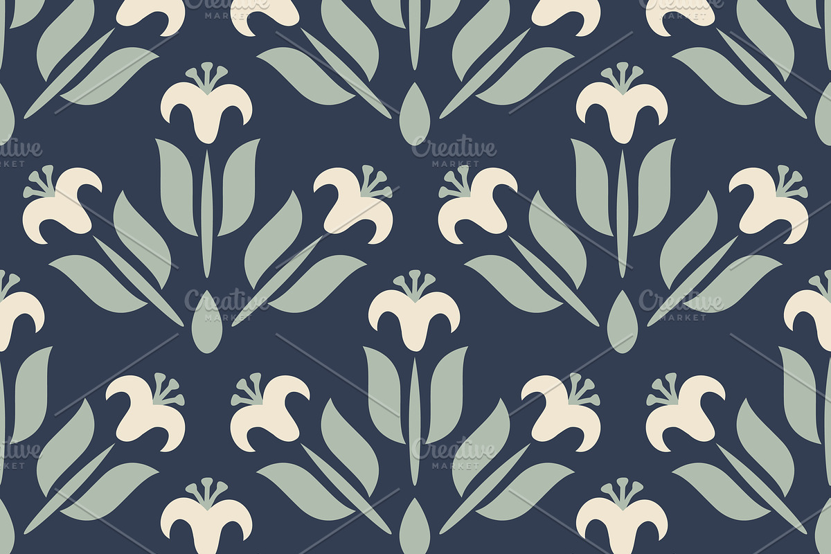 Seamless white flowers, a Pattern Graphic by elyomys (Photo 1 of 3)