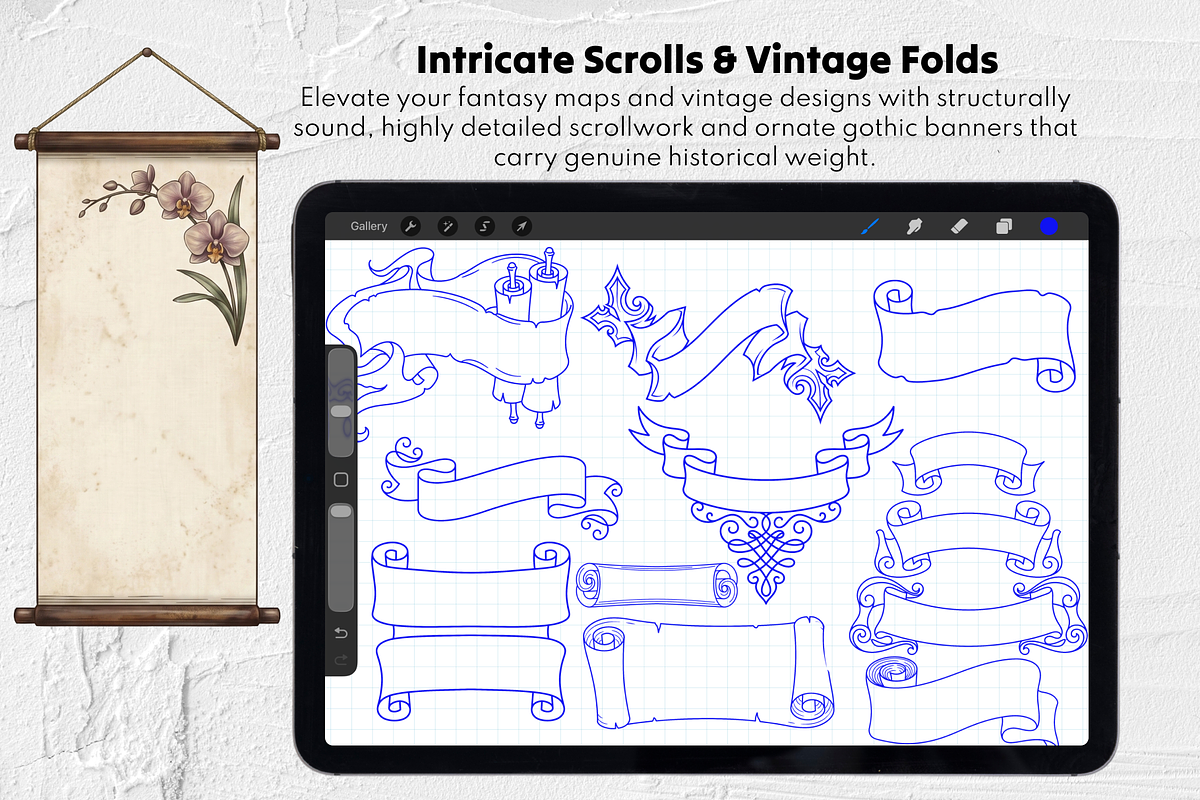 Text Banner Stamps Set for Procreate, a Brush Add-On by Selentaori Studio (Photo 6 of 11)