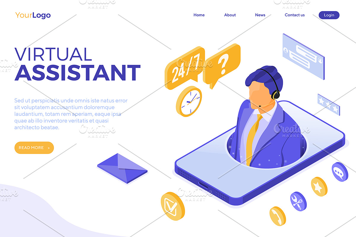 Isometric Online Customer Support, a Person Illustration by TAlex (Photo 3 of 6)