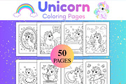 50 Unicorn Coloring Pages for Kids, an Animal Illustration by SimoDigitalArt (Thumbnail 2 of 5)