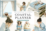 Watercolor Coastal Planner Clipart, a Person Illustration by BusyDaydesign (Thumbnail 1 of 9)