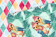 Cute Parrots Digital Papers, a Pattern Graphic by Phantasia Design (Thumbnail 3 of 7)