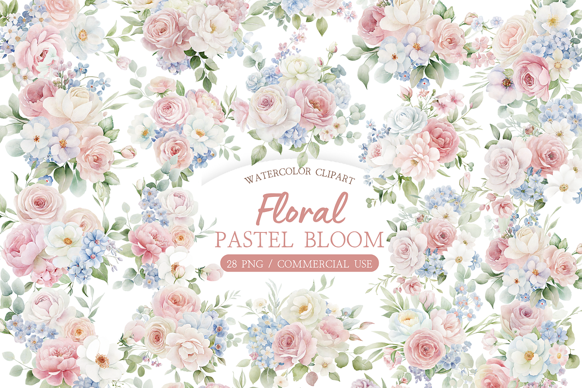 Pastel Wildflower Clipart Bundle, an Illustration by MockupWizard (Photo 1 of 5)