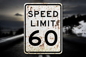 Grunge Speed Limit 60 Sign Decal