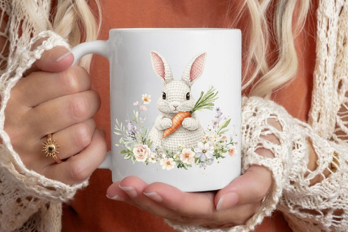 Watercolor Floral Easter Bunny, an Illustration by Designking (Photo 5 of 6)