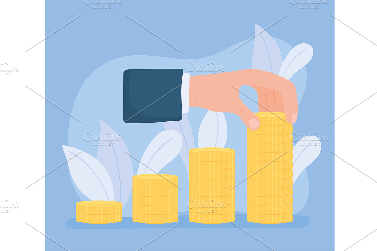 hand with coins money, a Finance Illustration by studiogstock