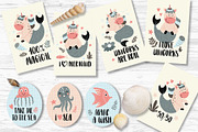 Mermaid-unicorn clipart and patterns, an Animal Illustration by rosypatterns (Thumbnail 6 of 8)