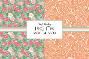 Morris Inspired Patterns Mint Coral