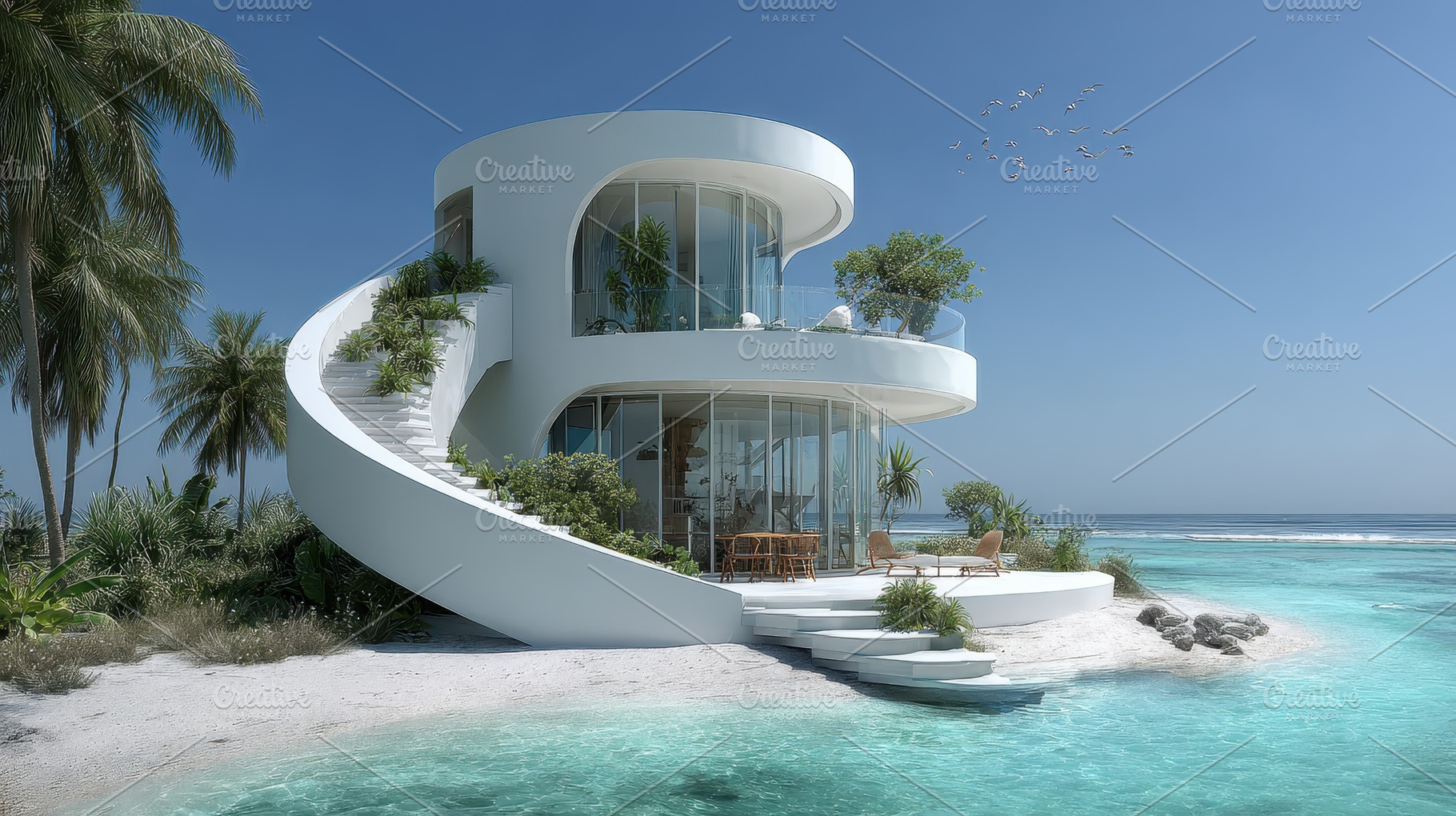 Modern White Tropical Island House O, a Photo by Pixeness Studio