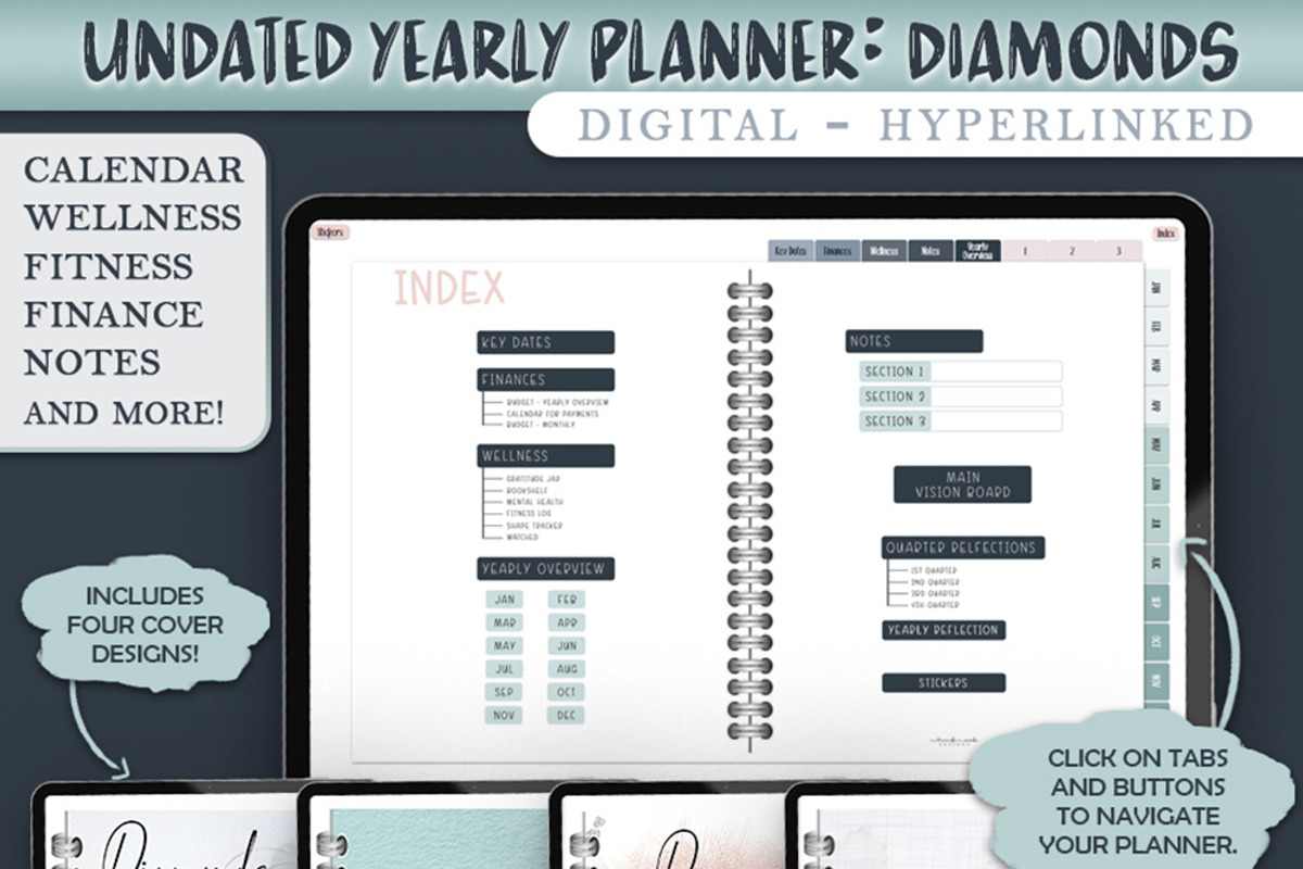 Undated Digital Planner - Diamonds, a Stationery Template by Brenda Avila Designs (Photo 1 of 4)