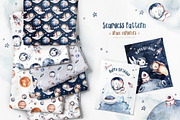 Watercolor space explorers. Kids set, an Animal Illustration by Peace ART (Thumbnail 15 of 19)