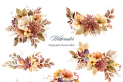 Warm Autumn Watercolor Clipart, a Decorative Illustration by Elena Medvedeva (Thumbnail 2 of 10)