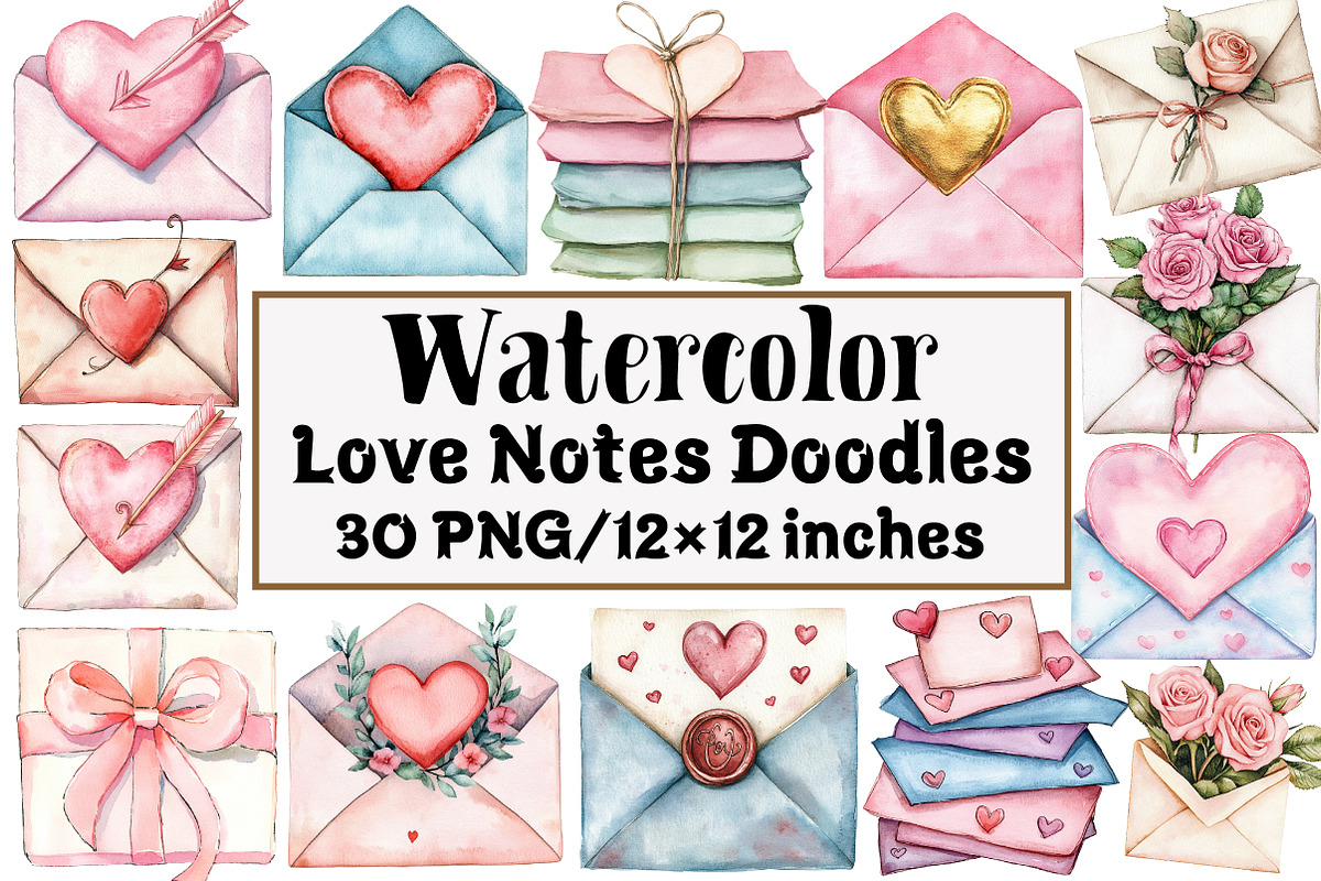 Love Notes Doodles, an Illustration by Design Market (Photo 1 of 5)