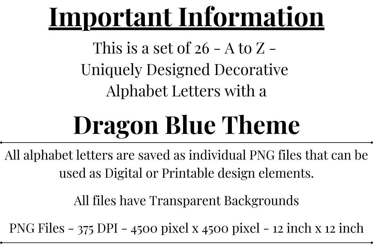 Blue Dragon Alphabet Letters, a Decorative Illustration by Creative Art By SamM (Photo 2 of 10)