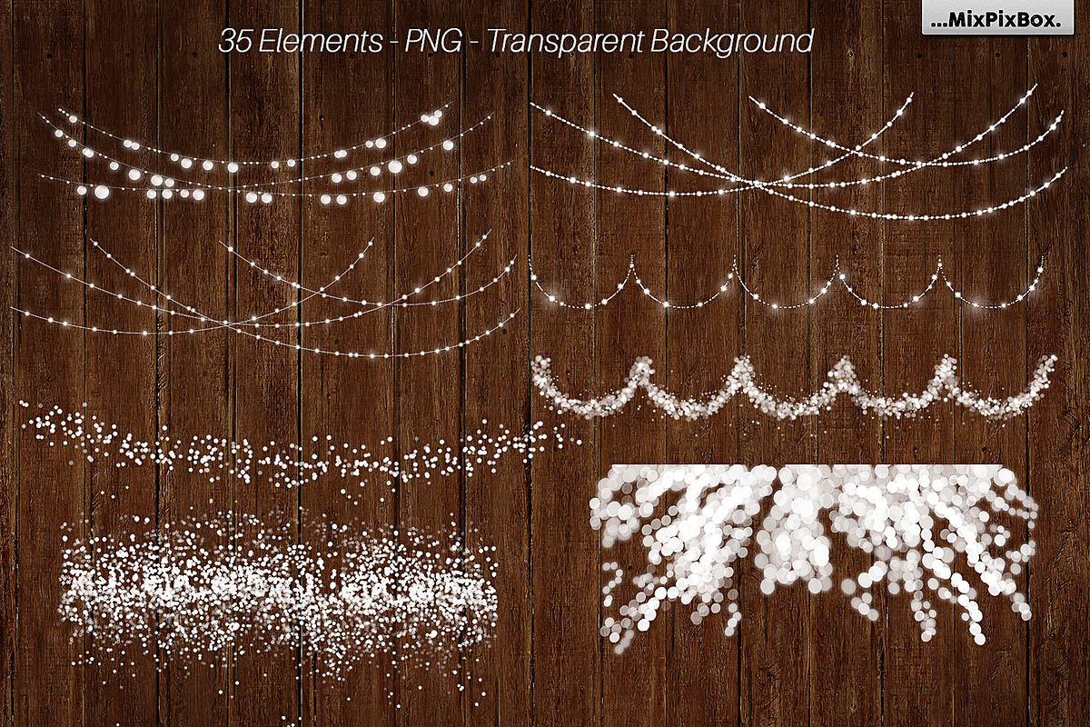 String Lights v3 clipart+backgrounds, a Decorative Illustration by MixPixBox, image size:1200x800
