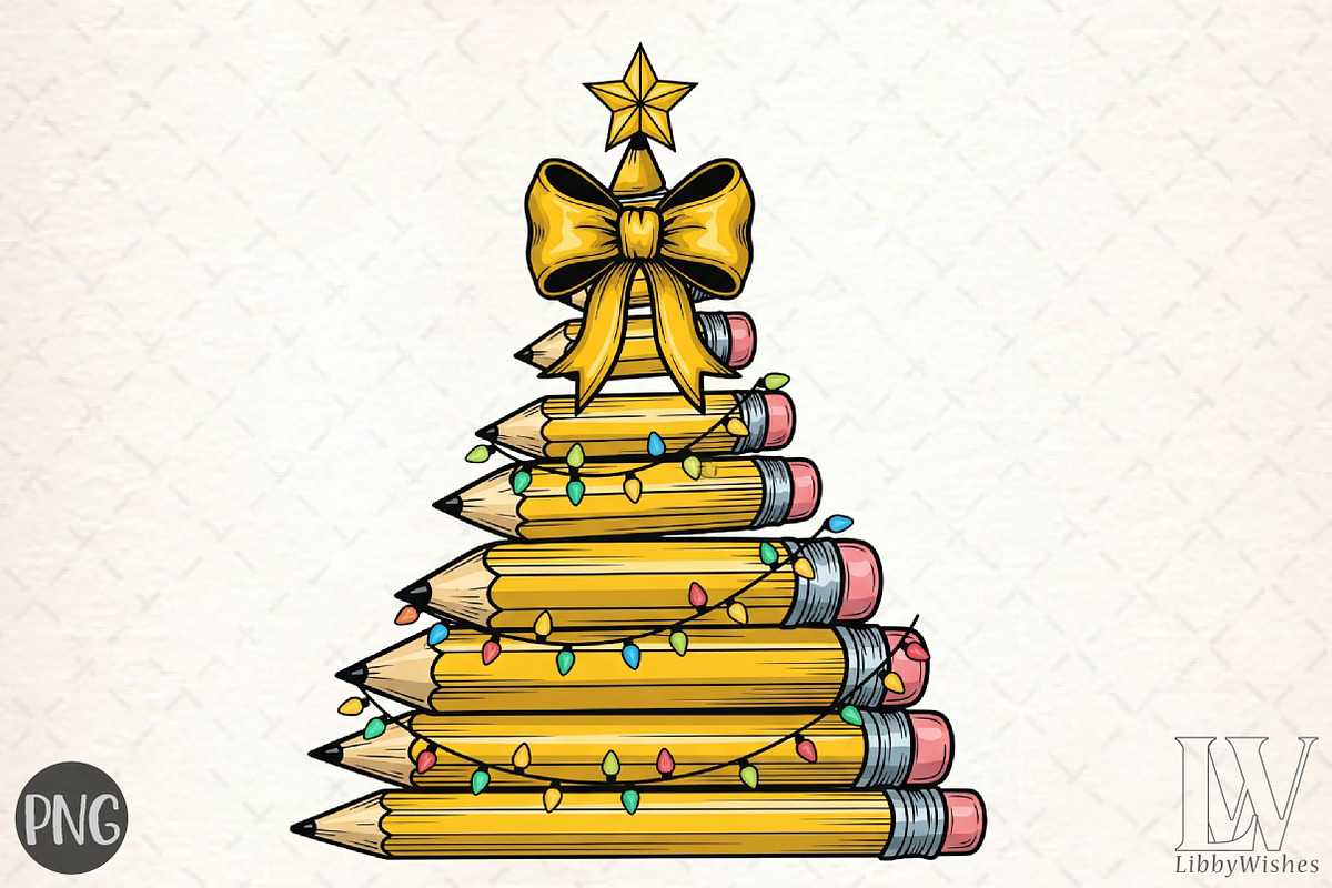 Christmas Pencil School Coquette Bow, an Illustration by Libby Wishes (Photo 1 of 6)