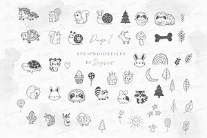 Cute Animal Svg Bundle, Doodle 129