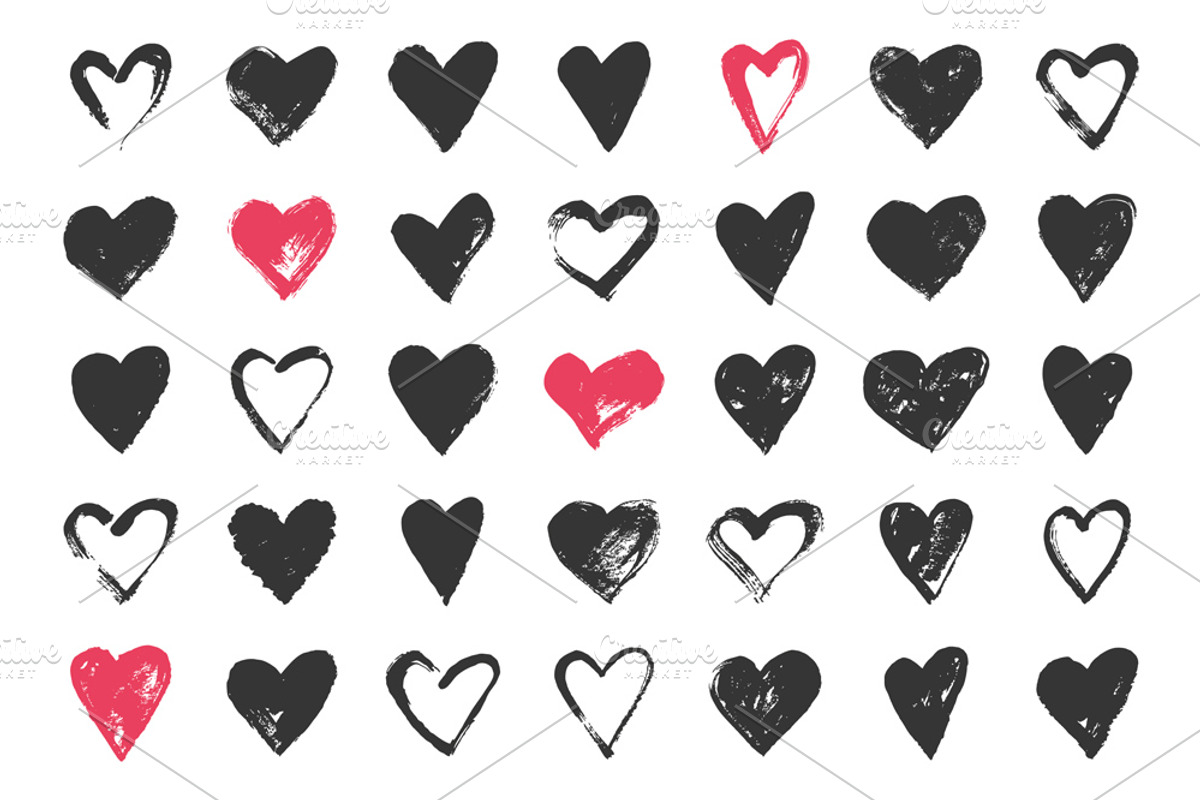 Hand drawn grunge hearts, a Decorative Illustration by Paper Cards (Photo 2 of 2)