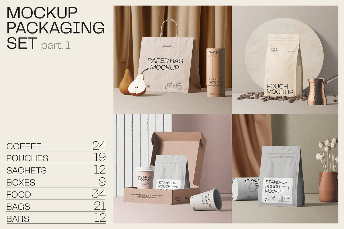 Mockup packaging set - part 1, a Cups & Container Mockup by Creatoom (Photo 1 of 11)