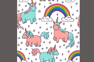 Big Set: Kawaii Unicorn Pattern