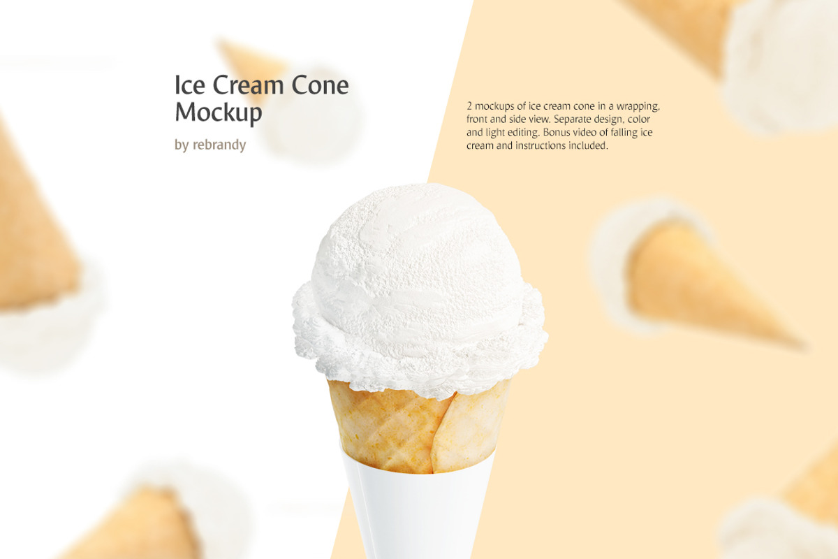 Ice Cream Cone Mockup, a Merchandise Mockup by rebrandy (Photo 1 of 8)