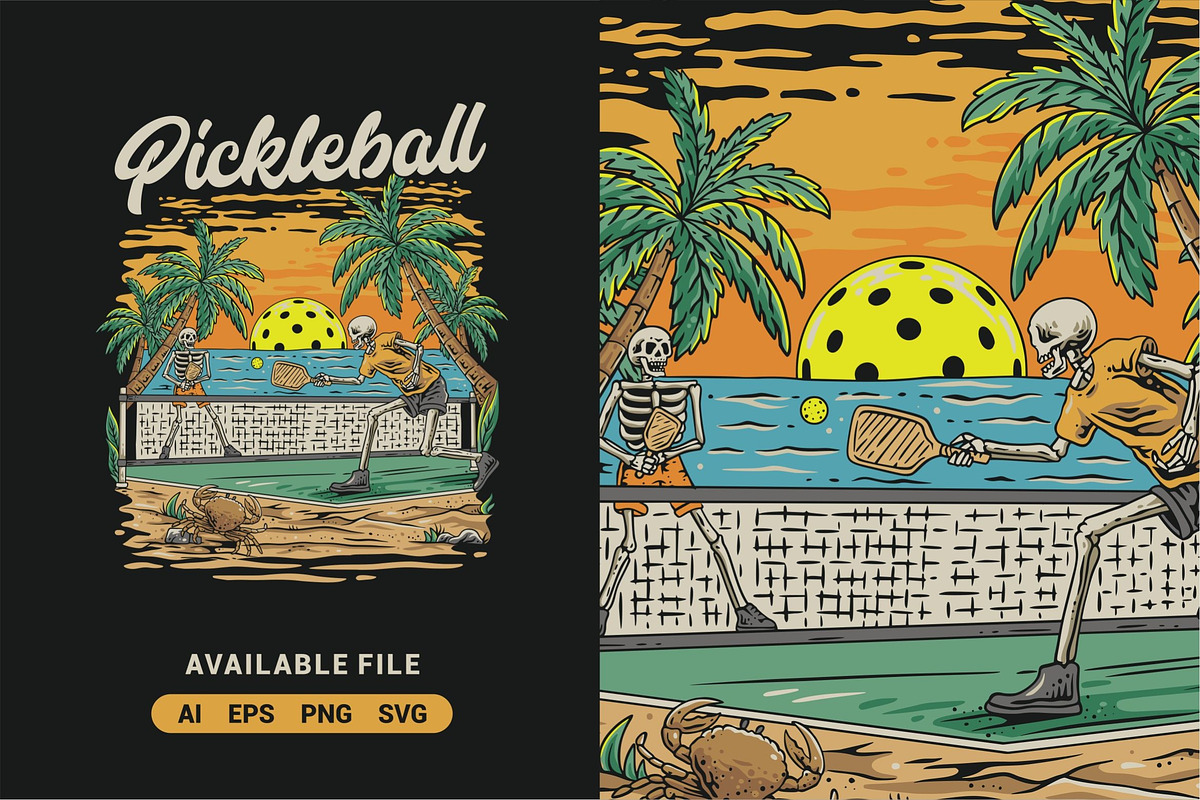 Pickleball Vector Illustration, an Illustration by ImoogiStudio