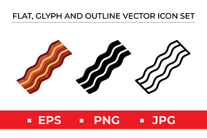 Bacon Strips Icon Set Vector, an Outline Icon by Artonix