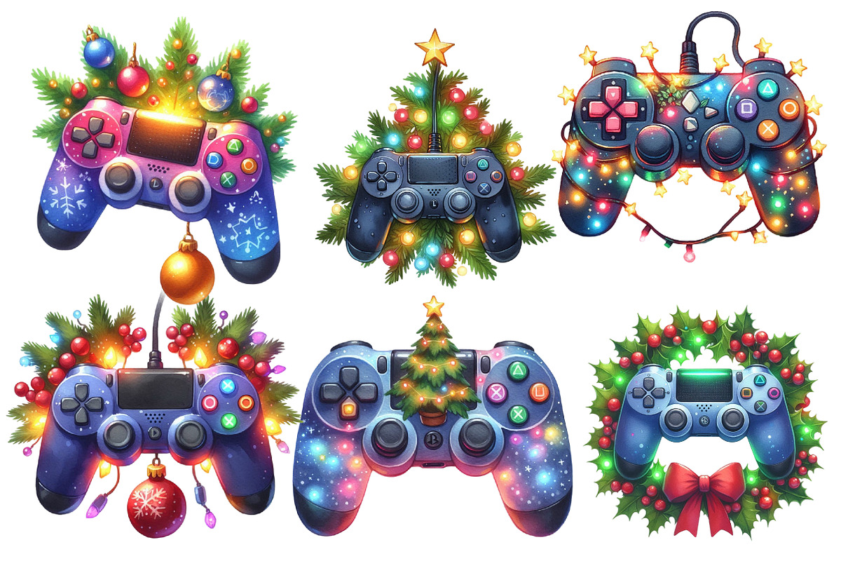 Christmas Gaming Controllers clipart, an Illustration by Designworld (Photo 2 of 6)