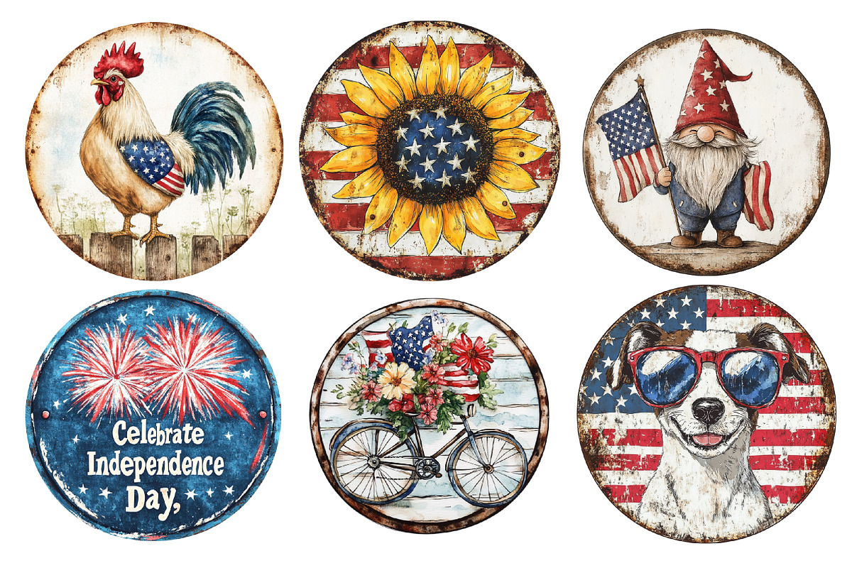 American Rustic Round Metal Sign PNG, an Illustration by SinaCreation (Photo 3 of 5)
